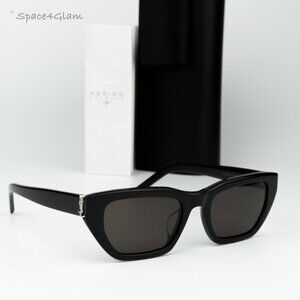 BRAND NEW Saint Laurent SLM127/F 001 Black Black Cat Eye Women Sunglasses